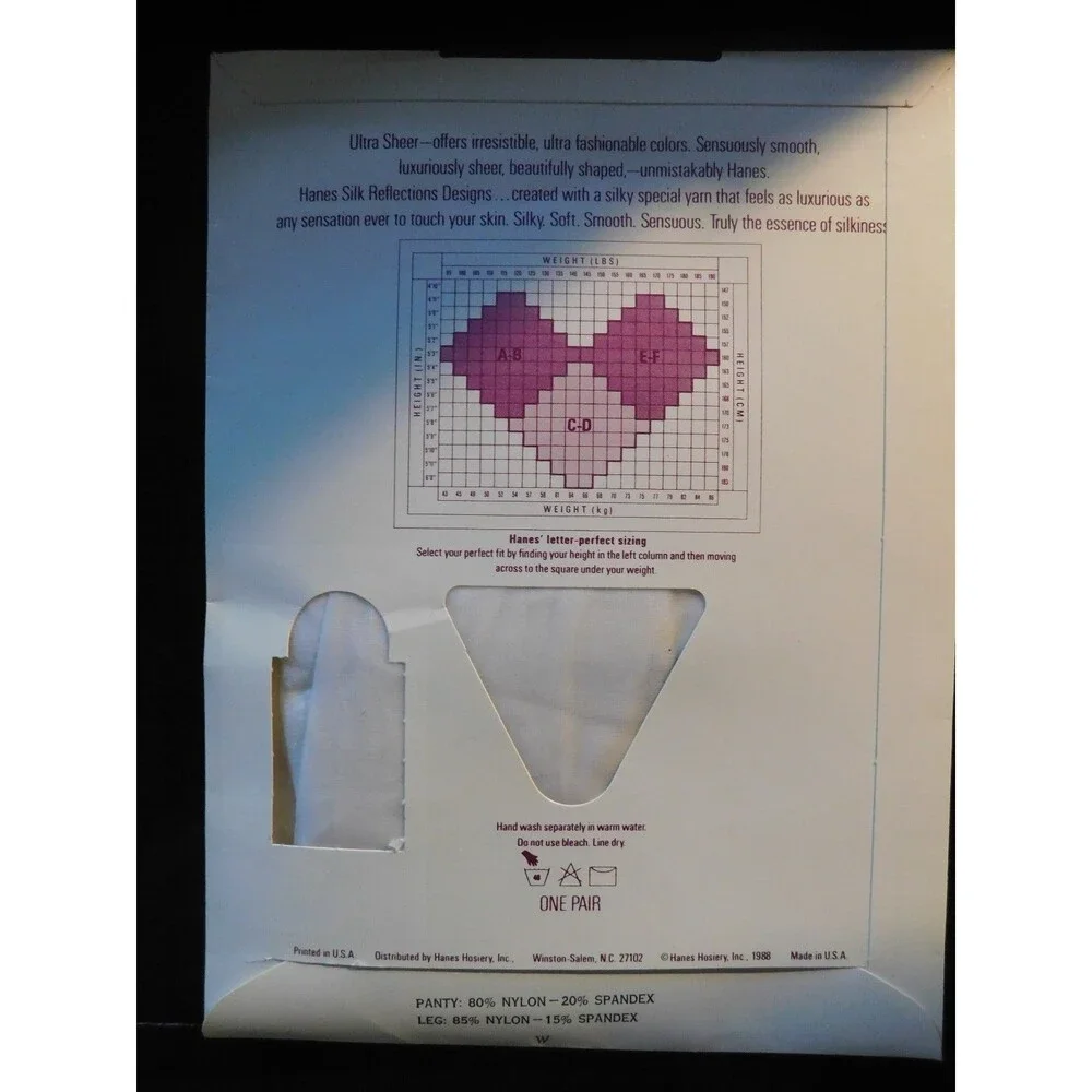 Hanes Silk Reflections Light Control Top Pantyhose Size A-B Silky Pearl Bouquet